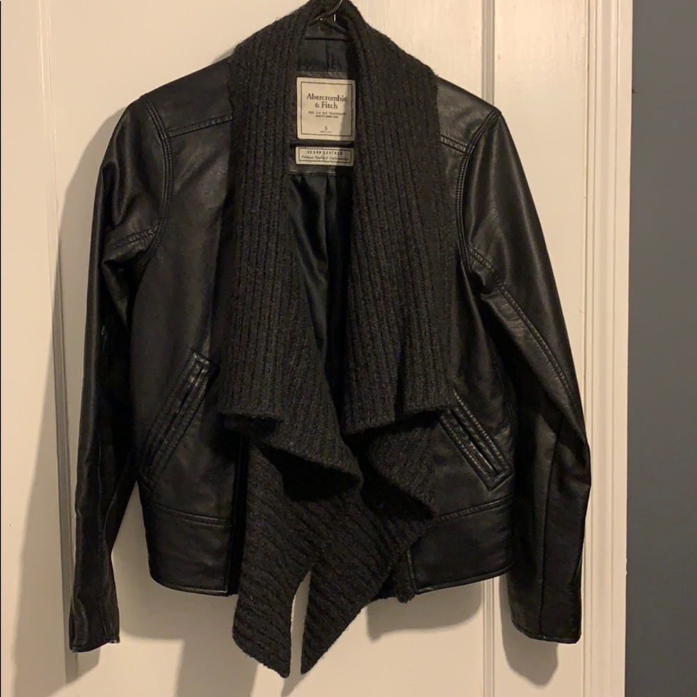 Black Abercrombie Leather Jacket - Size Small